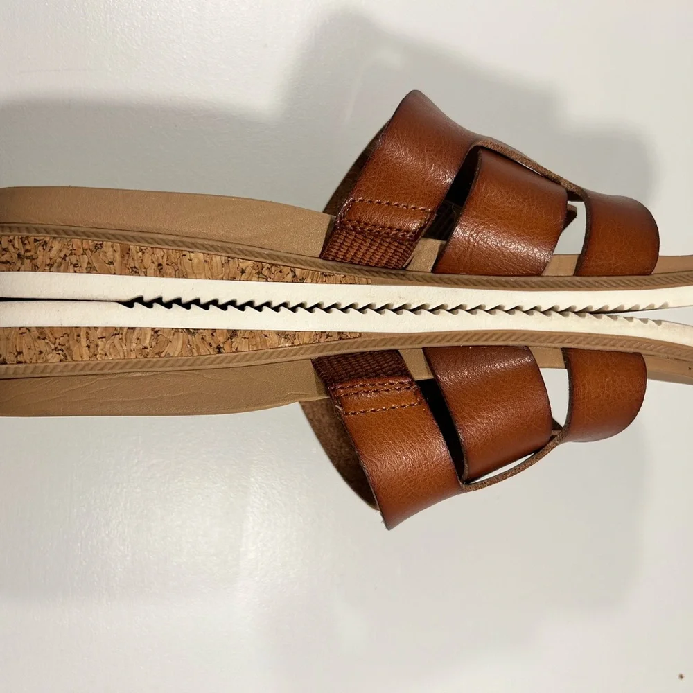 BOBS Skechers Slide Sandals Womens Size 7 Cognac Brown Cutout Comfort Slides - Picture 4 of 11
